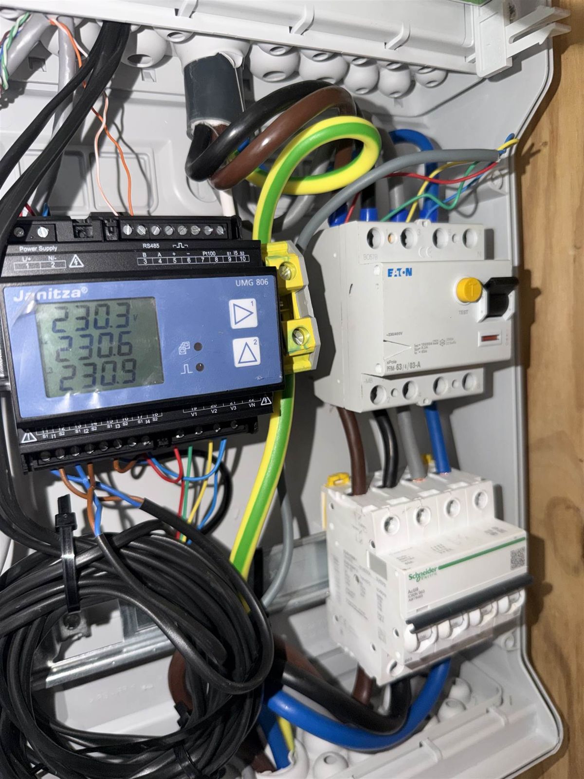 Meetkast met kWh-meter en stroomtransformatoren