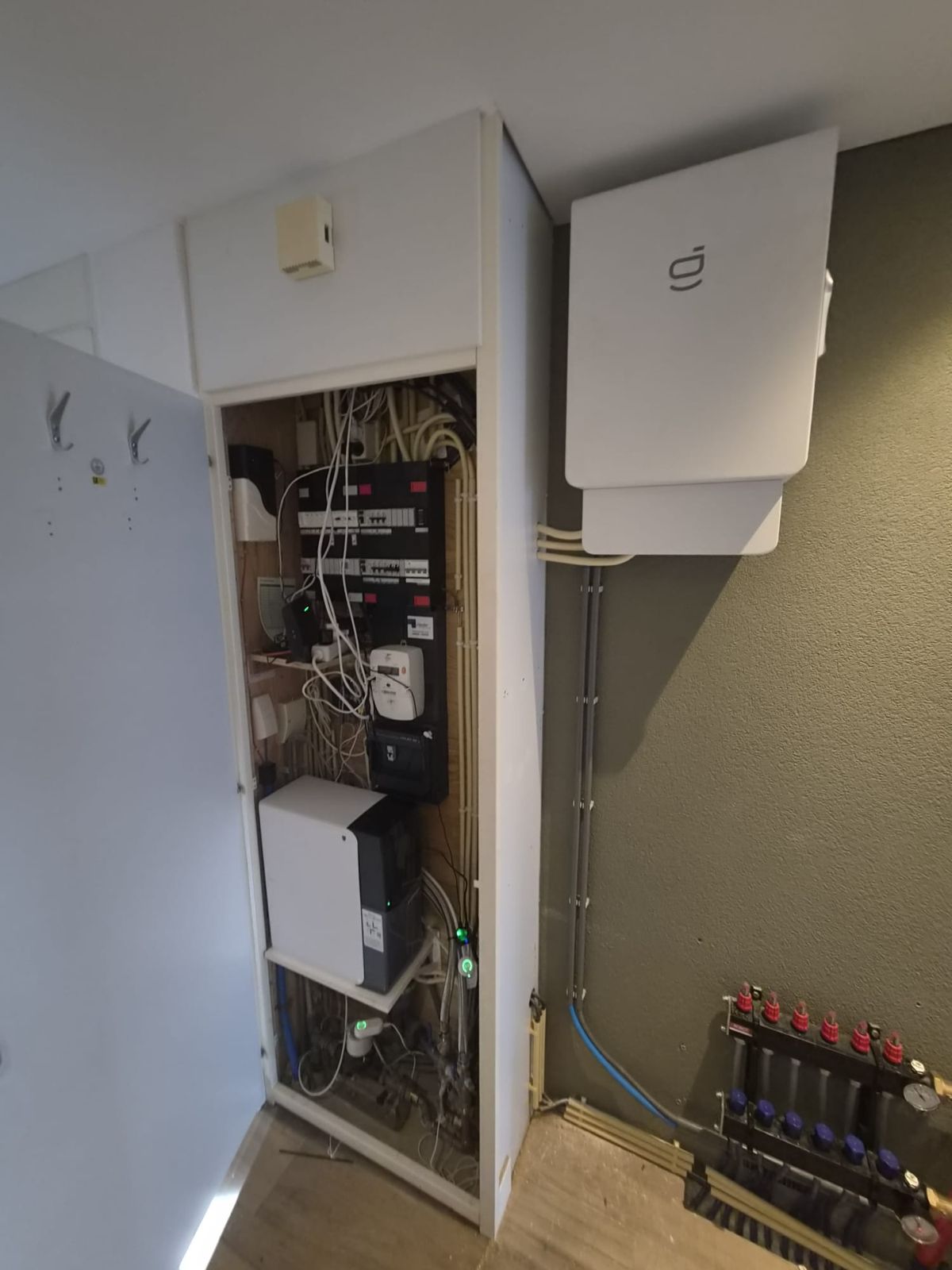 De meterkast direct naast de batterij