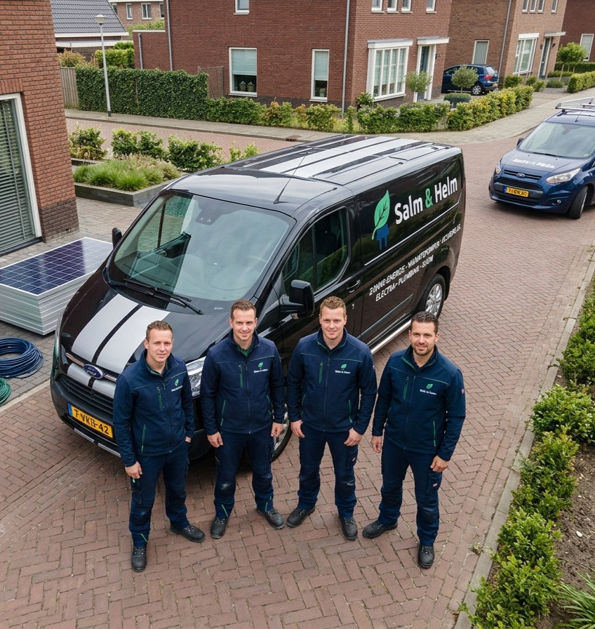Het team van Salm & Helm: vier gecertificeerde elektriciens voor de bedrijfsbus