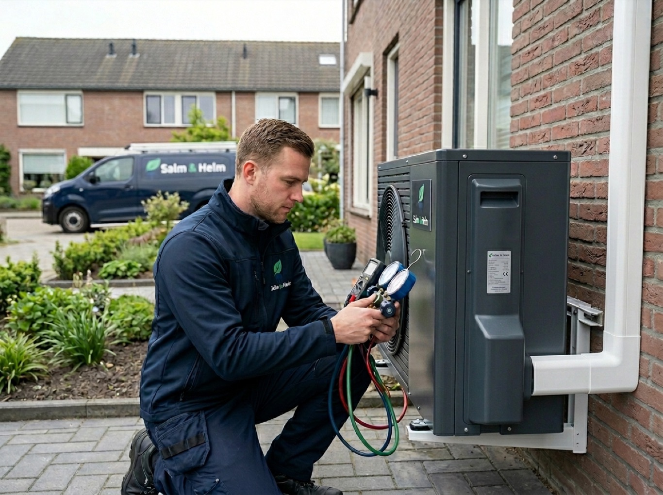 Buitenunit van een warmtepomp geïnstalleerd door Salm & Helm